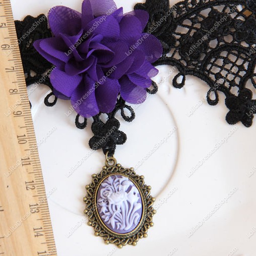 Black Lace Flowers Carving Lolita Necklace