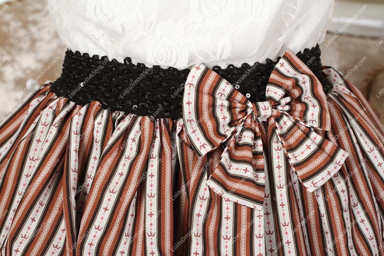 Crown Princess Sweet Little Brown Striped Tutu Lolita Skirt