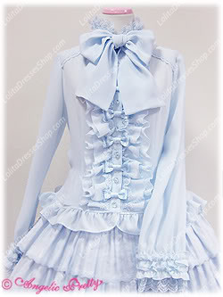 Sweet Princess Light Blue Stand Collar Long Sleeve With Bowknot Lolita Blouse