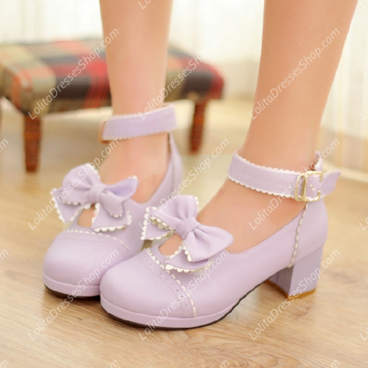Sen Department Cute Doll Girls Thick with Round Toe PU Sweet Lolita Shoes