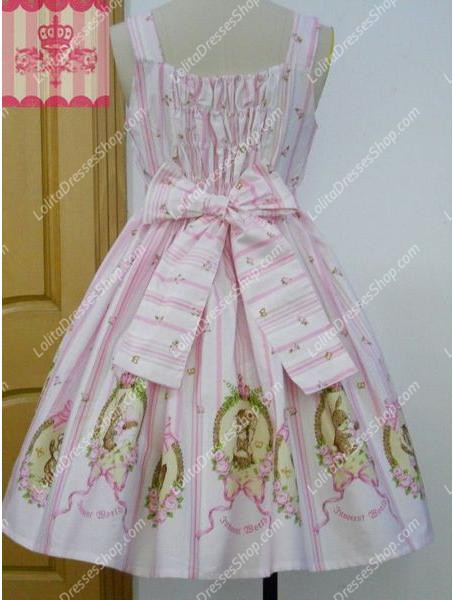 Pink Nightingale Bowknot Straps Sleeveless Sweet Lolita Dress