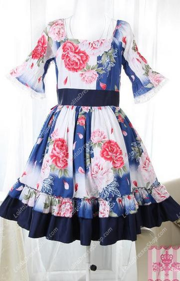 Bohemian Summer Square Neck Short Sleeves Flouncing Sweet Lolita Dress
