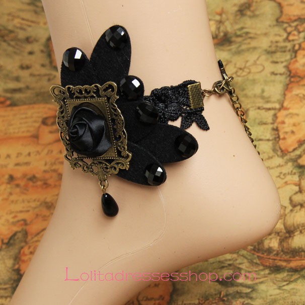 Lolita Butterfly Gothic Vampire Vintage Lace Roses Foot Jewelry