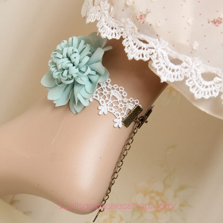 Lolita Vintage Lace Chiffon Bridal Flower Foot Jewelry