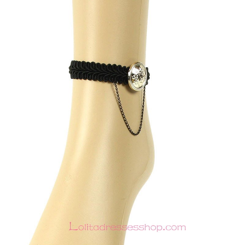 Lolita Black Lace Button Romantic Foot Jewelry
