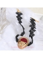Lolita Fashion Leopard Head Black Lace Necklace