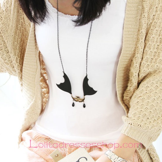 Lolita Halloween Black Pearl Bat Mask Fashion Sweater Chain