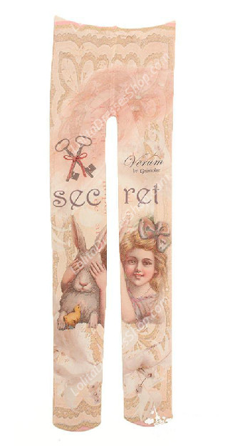 Alice Rabbit Retro Print Lolita tights Stockings