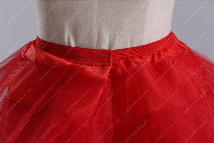 Red Yarn Above Knee Multilayer Lolita Dress Petticoat