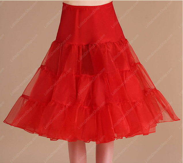 Red Knee Length Yarn Multilayer Lolita Dress Petticoat