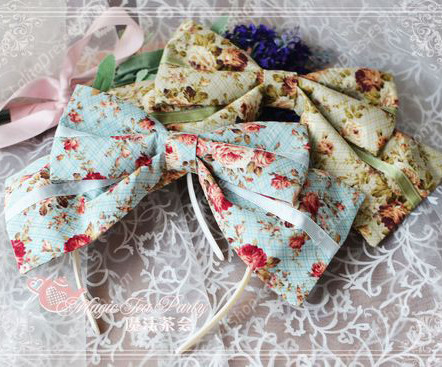 Cotten Sweet Magic Tea Party Flower Print Knot JSK Lolita Headband