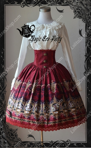 Cotten Sweet Magic Tea Party SK Knot Lolita High Waist Dress
