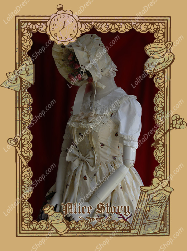 Sweet Cotten Print Alice Story Infanta Lolita Bonnet