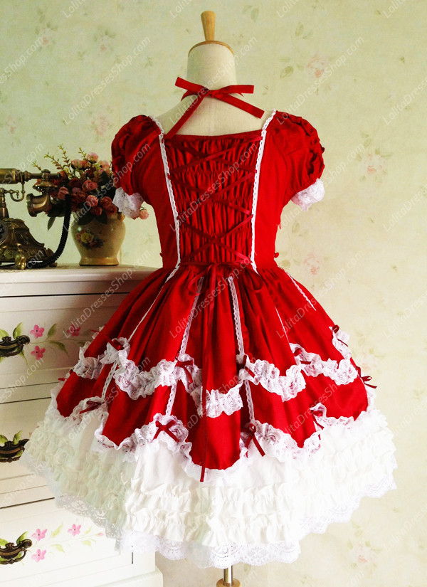 Sweet Cotten Vintage Lace Party Short Sleeve Lolita Dress