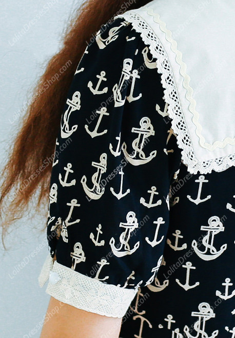 Sailor preppy chic Vintage peaceful sea Knot cotton Lolita Dress