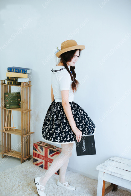 Sailor Vintage peaceful sea Knot cotton Lolita Skirt