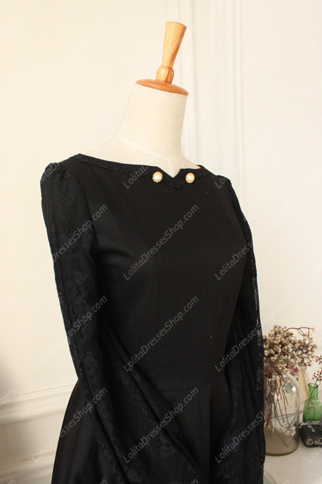 Downton Abbey Classic Black Lace cardigan Front Gothic Lolita Dress
