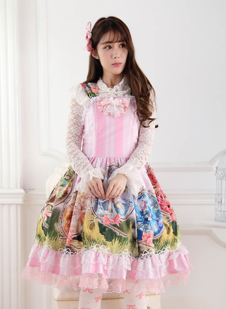 Sweet Lace Princess Strap Constellation Story Print Sweet Lolita Dress JSK