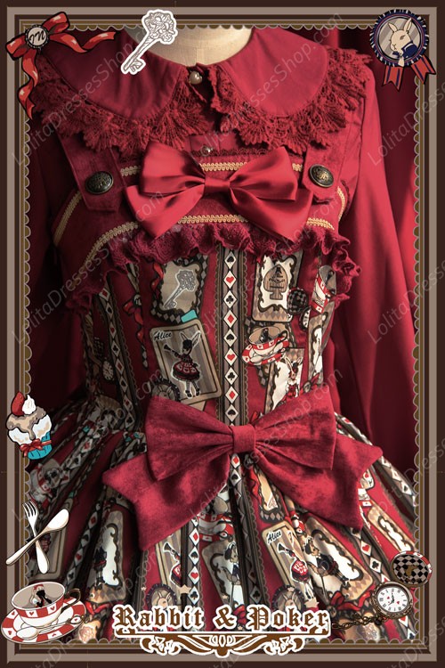 Sweet Cotten Rabbit&Poker Infanta Lolita Dress
