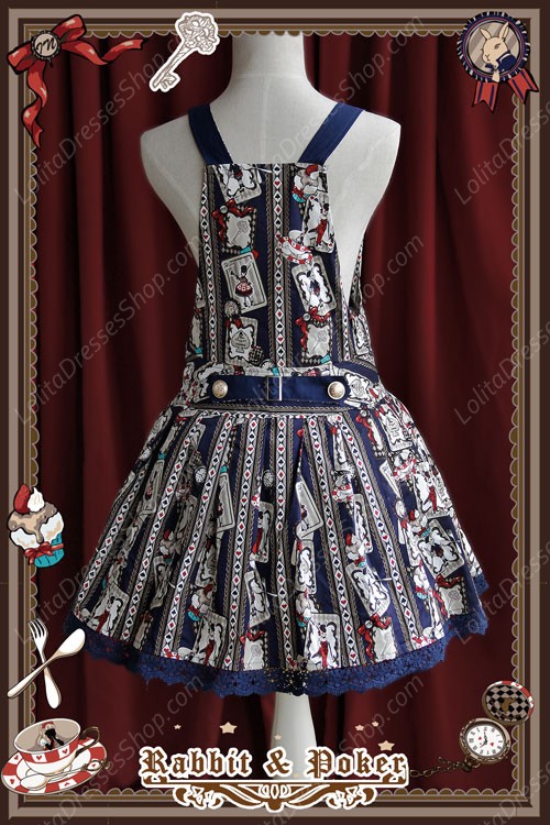 Sweet Cotten Rabbit Poker Infanta Lolita Strap Dress