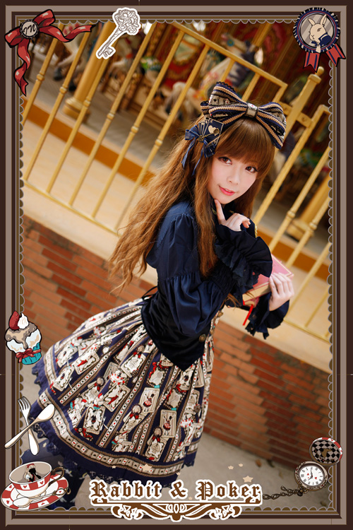 Sweet Cotten Rabbit Poker Infanta Lolita Combination 3 : Skirt + Vest + Hair Bow