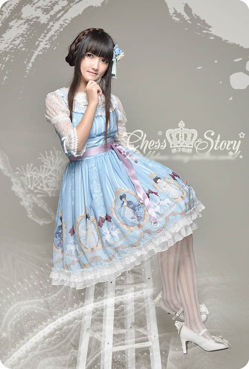 Sweet Chiffon Fairy in the Air Chiffon Chess Story Lolita JSK Dress