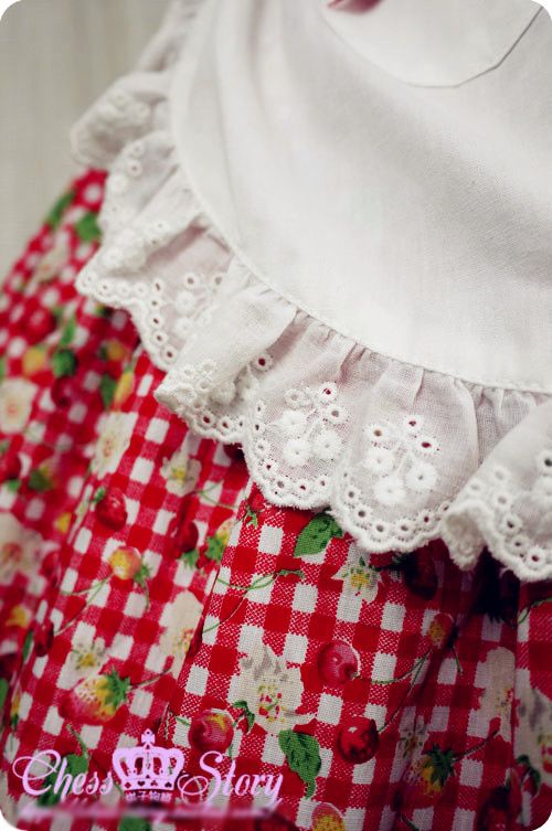 Sweet Cotton Summer Cherries Strawberry Chess Story Lolita JSK