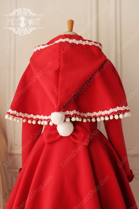 Sweet Woolen Little Red Riding Hood Fairy Tale Lovely Hair Ball Lolita Cloak