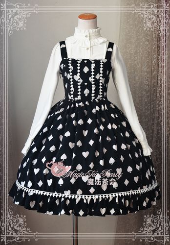 Sweet Poker Printed Magic Tea Party Lolita Jumper Dress