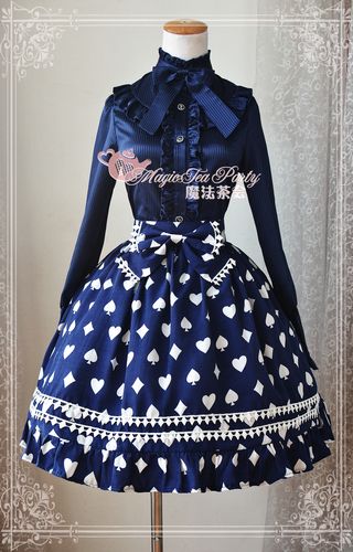 Sweet Cotten Poker Printed Magic Tea Party Lolita Skirt