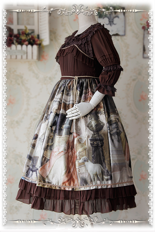 Sweet Cotten Paintings Prints Infanta Lolita Jumper Dress