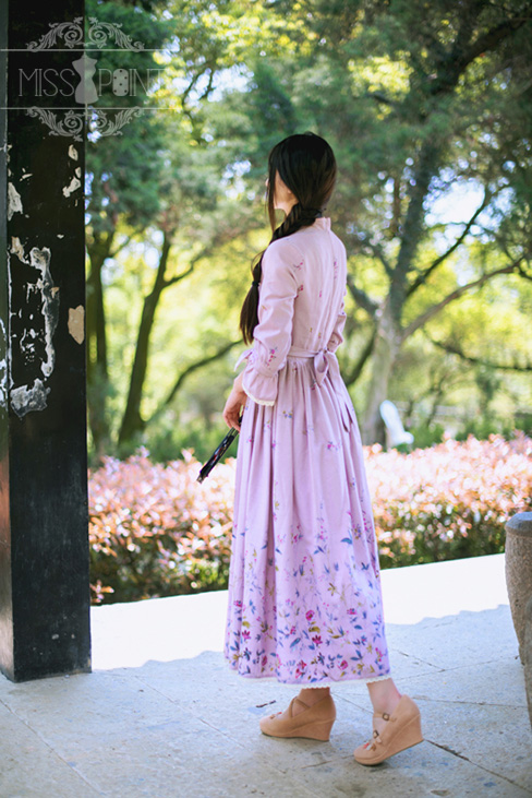 Spring Garden Stand Collar Qi Miss Point Lolita Long OP Dress