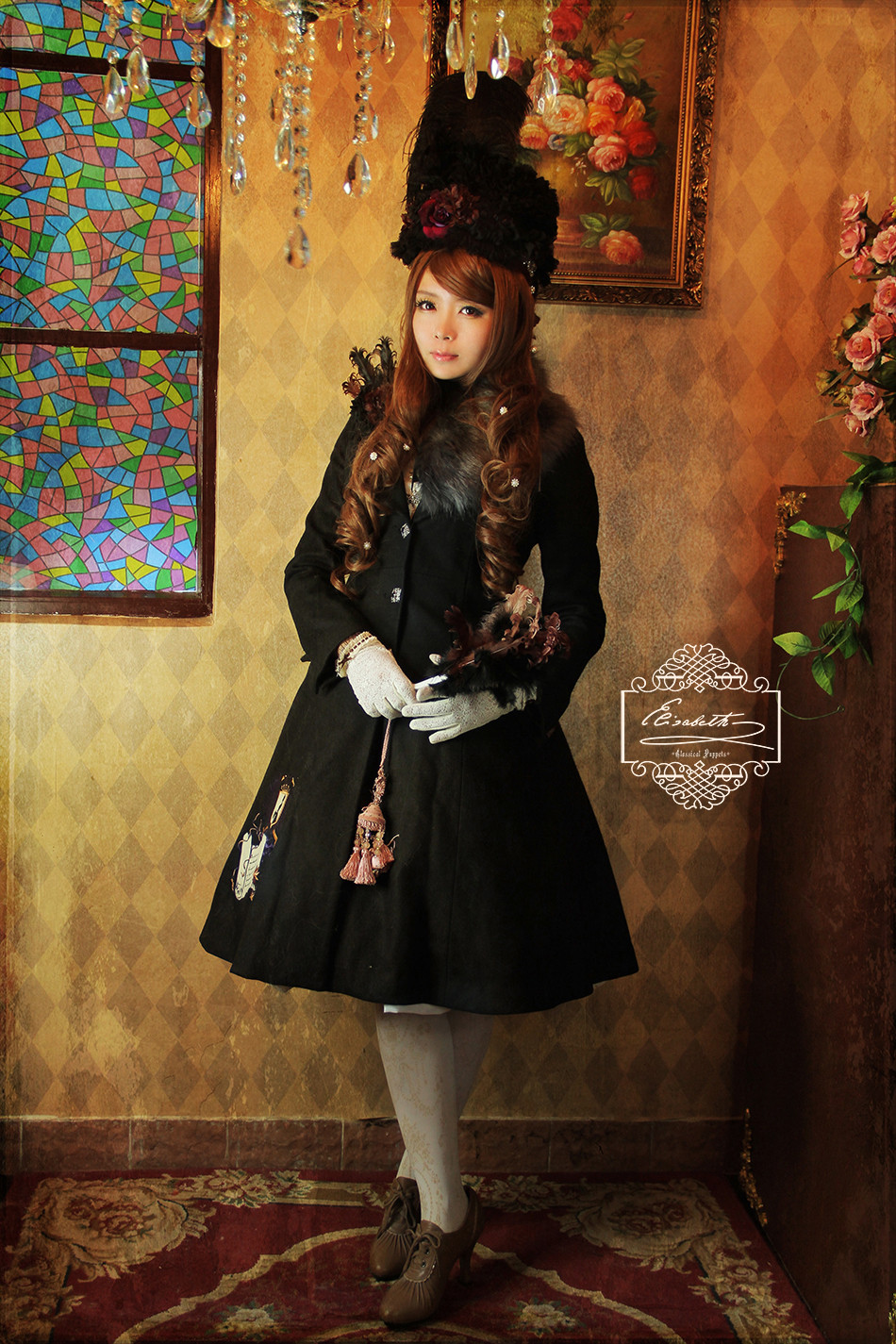 Elisabeth Embroidery Cashmere Classical Puppets Lolita Long Coat