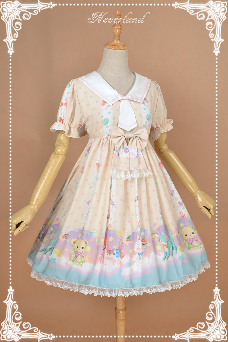 Candyland- Sailor Collar High Waist Neverland Lolita OP Dress
