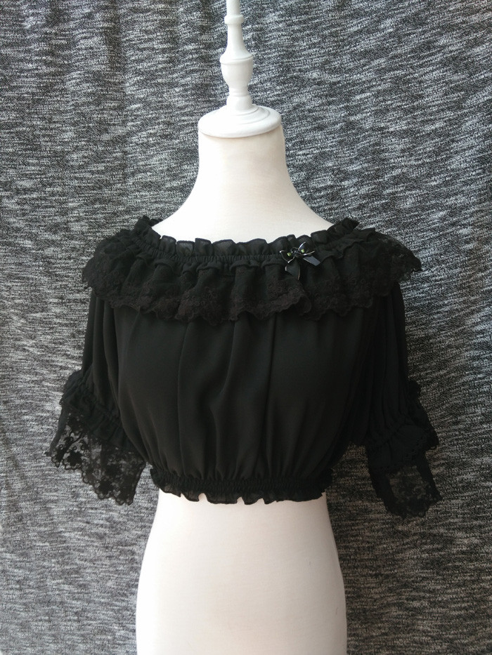 Original Summer Half Sleeve Chiffon Lace Lolita Bottoming Shirt