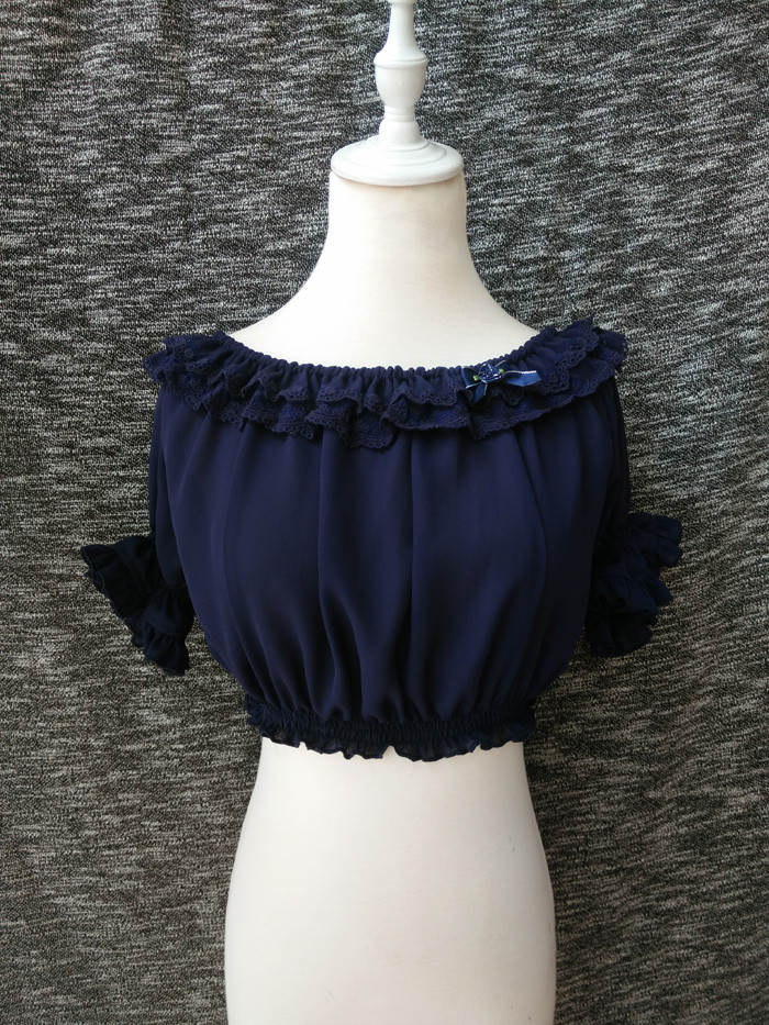 Original Summer Short Sleeved Chiffon Lace Lolita Bottoming Shirt