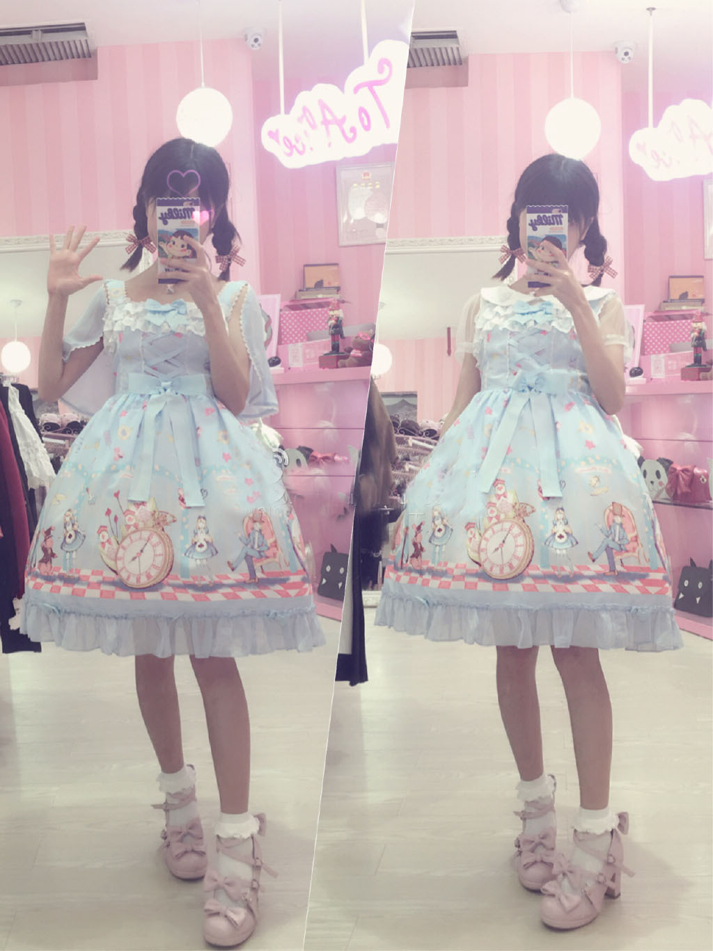 Printing JSK Strap Lolita Dress With Headdress
