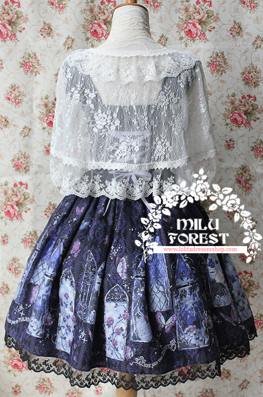 True Summer Night Printing Lolita Sling Dress With KC And Shawl