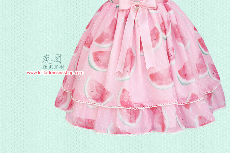 Cool Watermelon Printing Chiffon Lolita Skirt