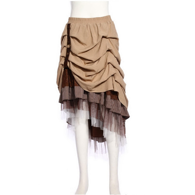 Brown Steampunk Irregular Long Skirt