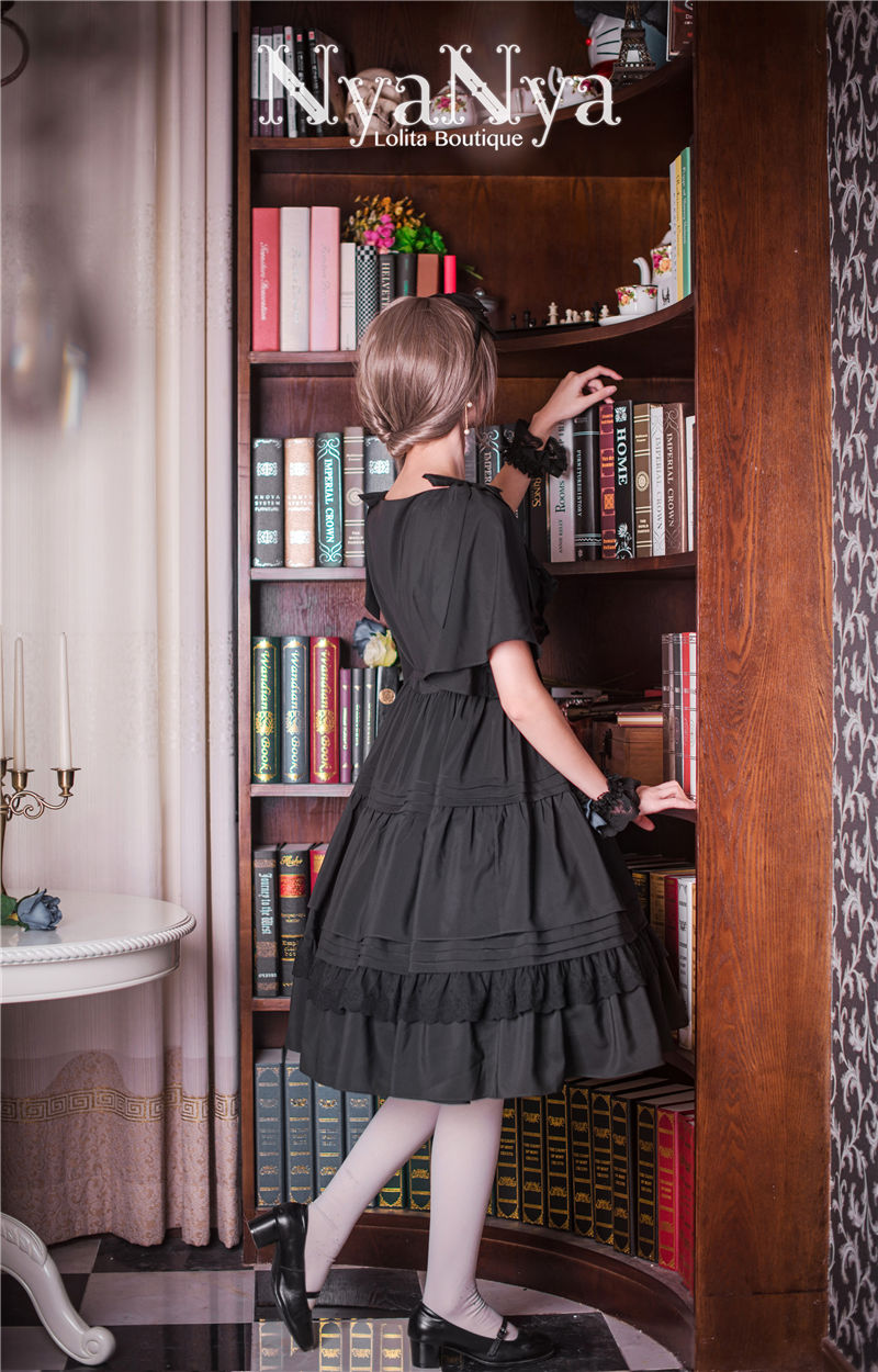 Solid Color Chiffon Dawn And Moon Four Meters Sweep Short Sleeve Lolita OP