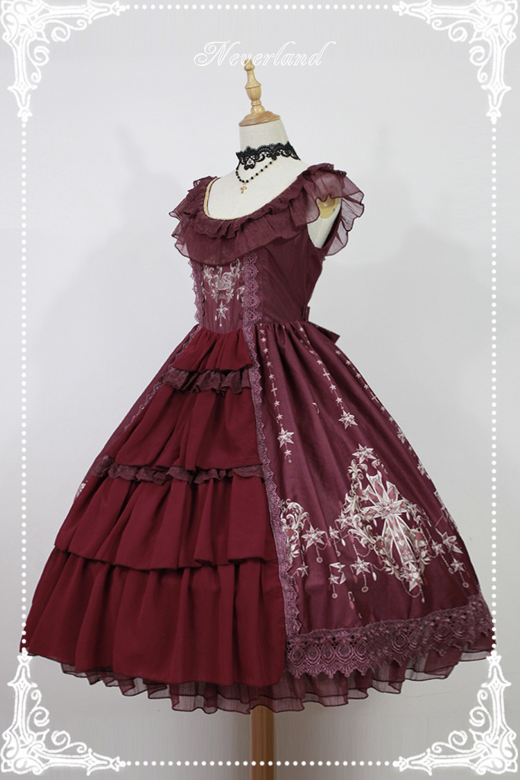 Gem Swan Elegant Lolita JSK Dress with Front Open Design