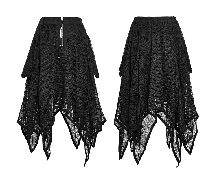 Punk Creative Hem Irregular Nets Yarn Skirt