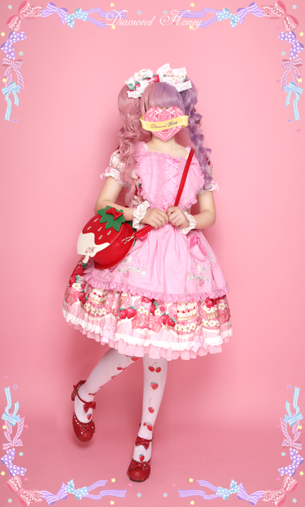 Strawberry Cream Lolita Cute Embroidered Diagonal Package