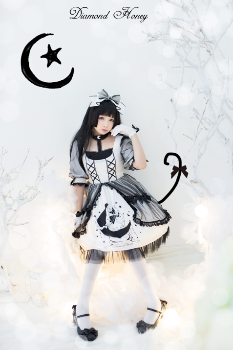 Star&Moon Cats- Sweet Lolita Princess OP Dress