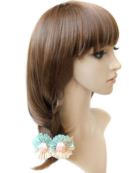 Light Yellow And Mint Color Mixed Color Flower Sweet Lolita Hairpin
