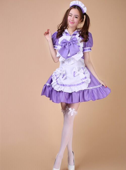 Cafe Uniforms Short Sleeve Maid Lolita Dress Four Pieces Set