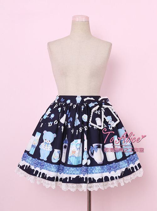 Baby Bottle Bear And Rabbit Series Bowknot Sweet Lolita Skirt