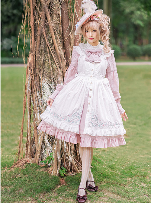 Rose Manor Embroidered Overskirt Classic Lolita Sling Dress