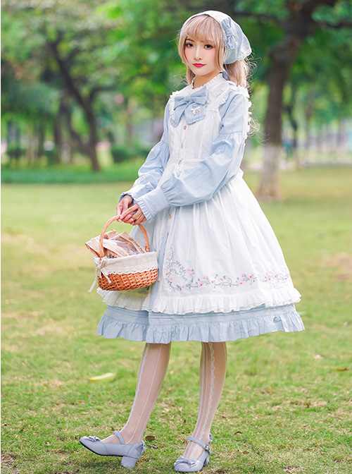 Rose Manor Embroidered Overskirt Classic Lolita Sling Dress
